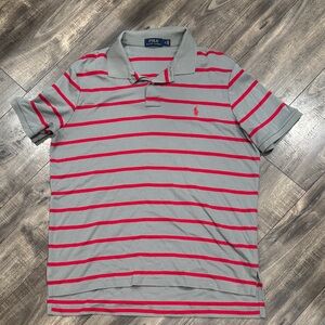 Polo by Ralph Lauren Gray and Red Striped Men's Shirt size XL